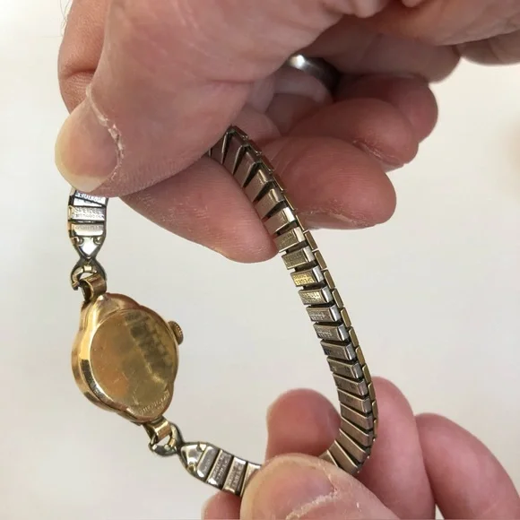 Vintage Hamilton S & W Ladies Watch 14k Gold Filled NOT Working Speidel Stretch - Picture 4 of 14